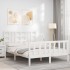 Estructura de cama con cabecero madera maciza blanco 160x200