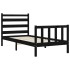 Estructura de cama con cabecero madera maciza negro 90x200