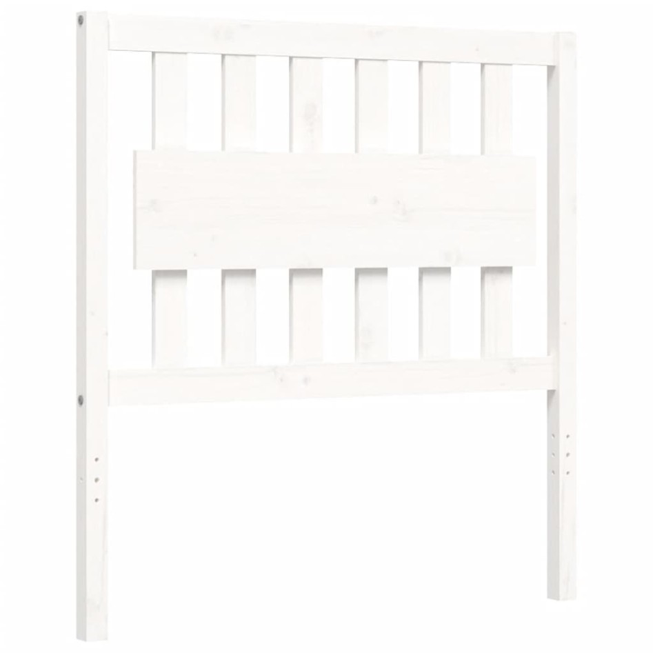 Estructura de cama con cabecero madera maciza blanco 90x200