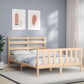 Estructura de cama con cabecero madera maciza 120x200