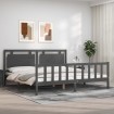 Estructura de cama con cabecero madera maciza gris 200x200 cm