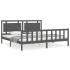 Estructura de cama con cabecero madera maciza gris 200x200