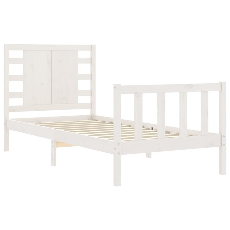 Estructura de cama individual con cabecero madera maciza