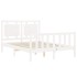 Estructura de cama con cabecero madera maciza blanco 120x200