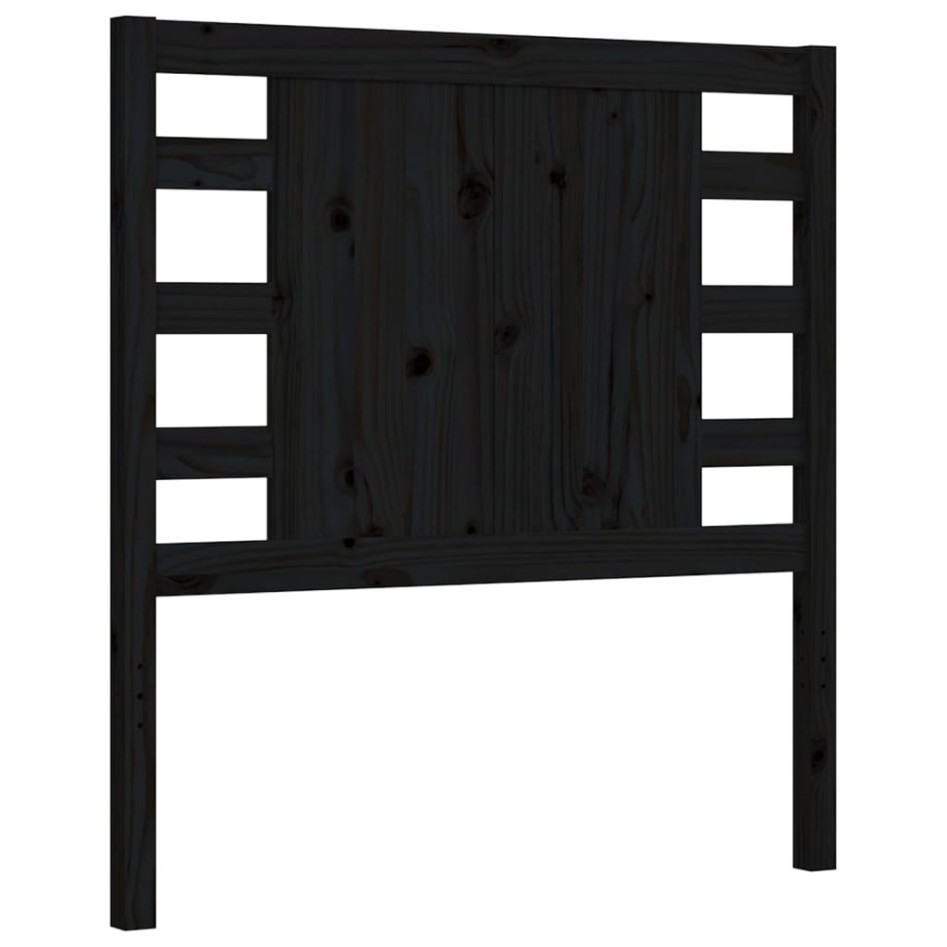 Estructura de cama con cabecero madera maciza negro 100x200