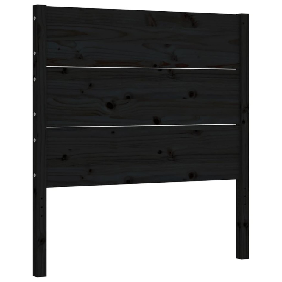 Estructura de cama con cabecero madera maciza negro 90x200
