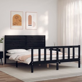 Estructura cama de matrimonio con cabecero madera maciza
