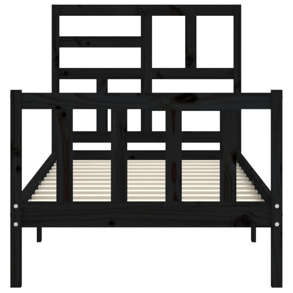Estructura de cama individual con cabecero madera maciza