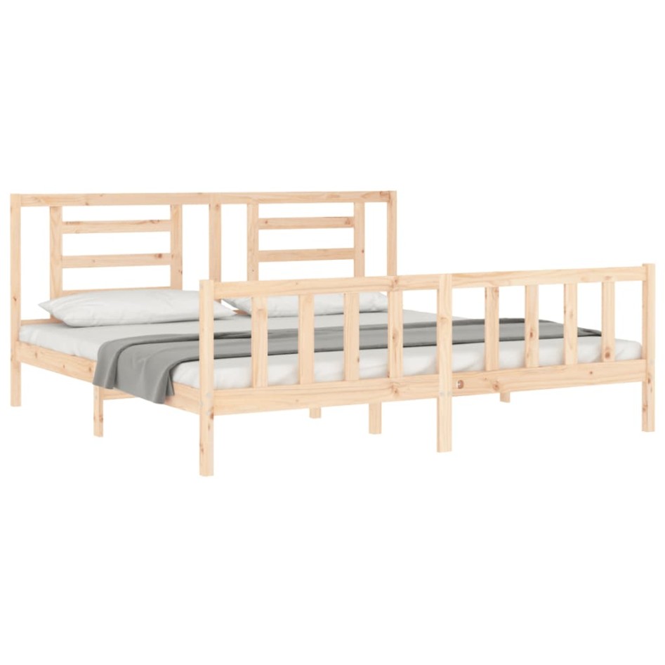 Estructura de cama con cabecero madera maciza 200x200