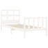 Estructura de cama con cabecero madera maciza blanco 90x200