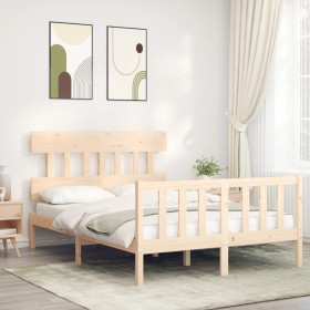 Estructura de cama con cabecero madera maciza 120x200