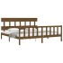 Estructura cama y cabecero madera maciza marrón miel 200x200