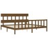 Estructura cama y cabecero madera maciza marrón miel 200x200
