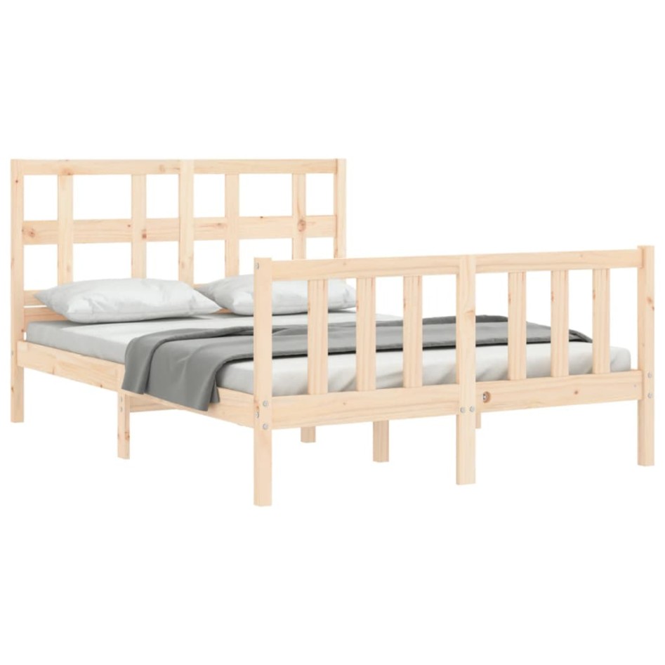 Estructura de cama de matrimonio con cabecero madera