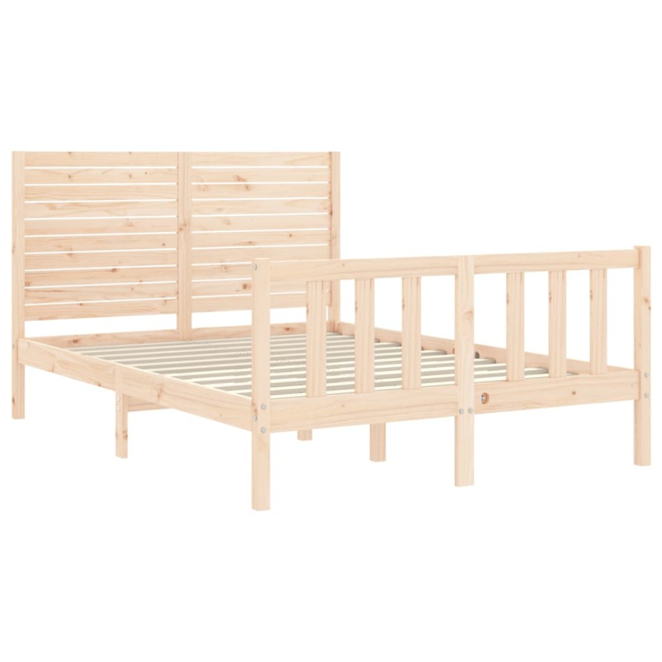 Estructura de cama con cabecero madera maciza 120x200