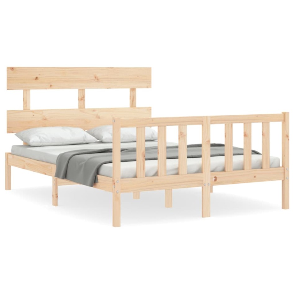 Estructura de cama de matrimonio con cabecero madera