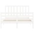 Estructura de cama con cabecero madera maciza blanco 140x190