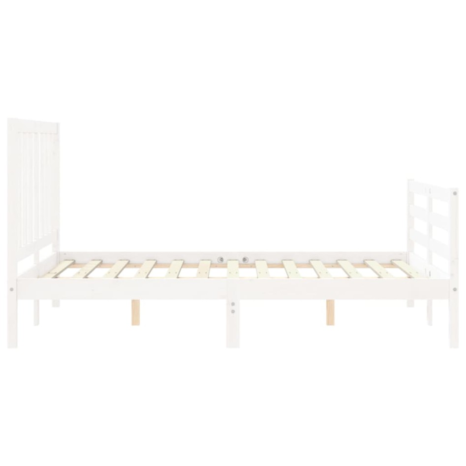 Estructura de cama con cabecero madera maciza blanco 140x190
