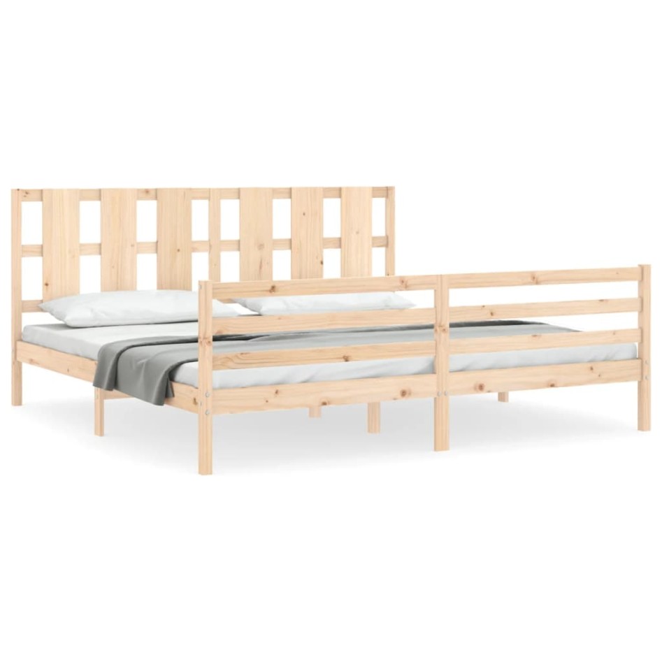 Estructura de cama con cabecero madera maciza 200x200