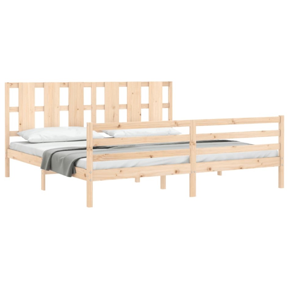 Estructura de cama con cabecero madera maciza 200x200