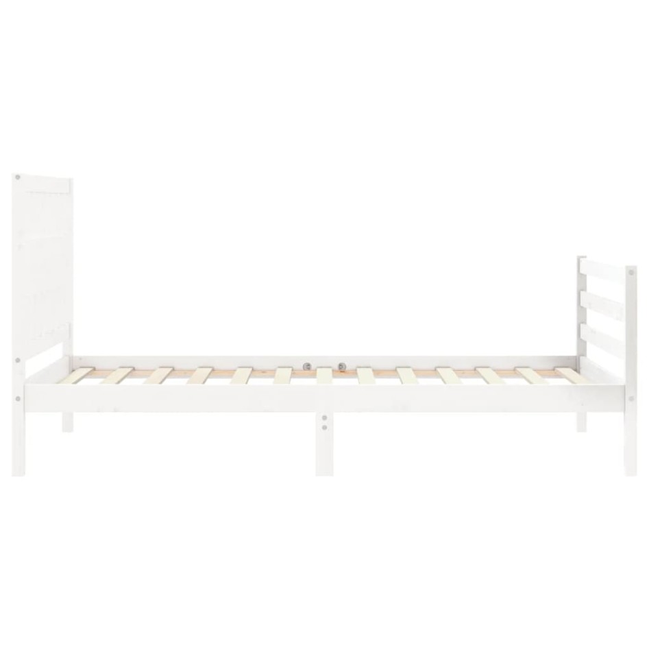 Estructura de cama con cabecero madera maciza blanco 100x200