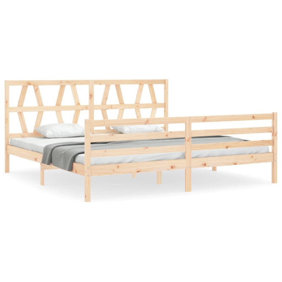 Estructura de cama con cabecero madera maciza 200x200