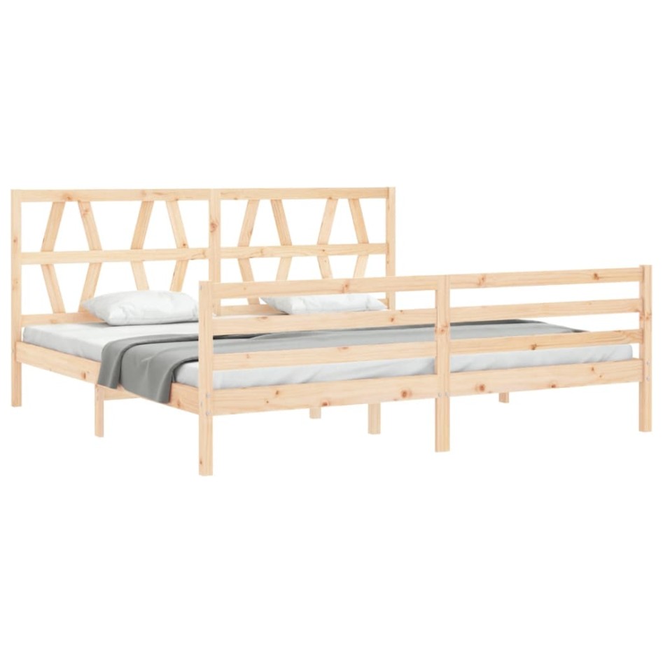 Estructura de cama con cabecero madera maciza 200x200