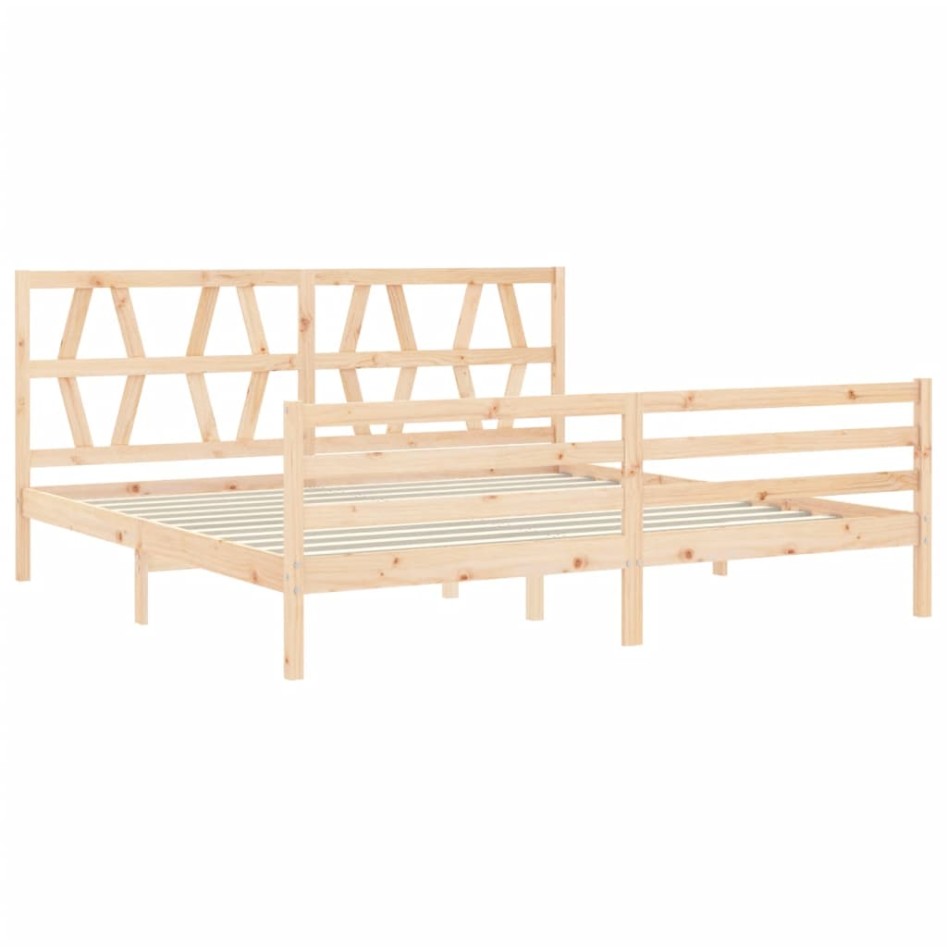 Estructura de cama con cabecero madera maciza 200x200