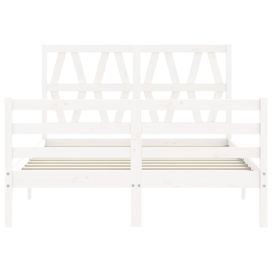 Estructura de cama con cabecero madera maciza blanco 140x200
