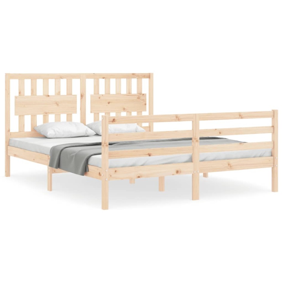 Estructura de cama con cabecero madera maciza 160x200