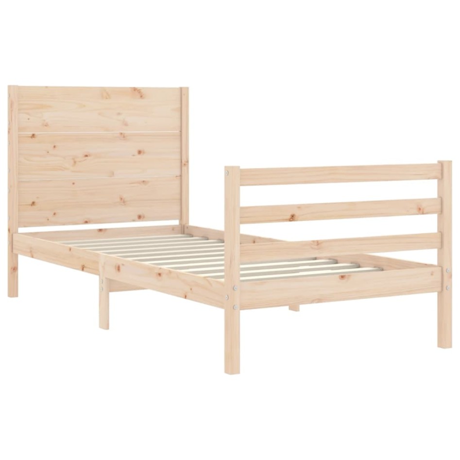 Estructura de cama con cabecero madera maciza 100x200