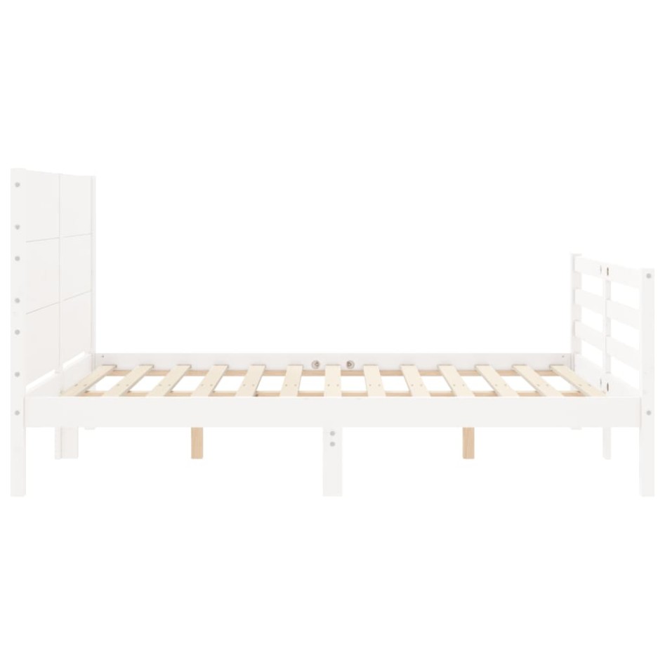 Estructura de cama con cabecero madera maciza blanco 120x200