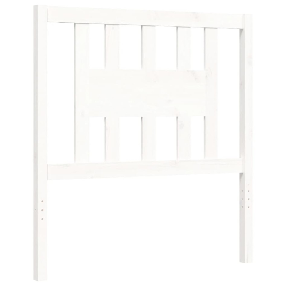 Estructura de cama con cabecero madera maciza blanco 90x200