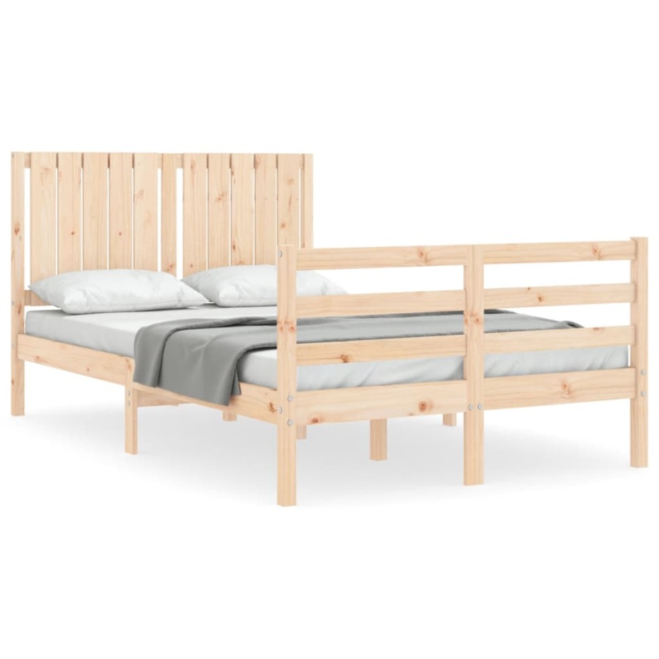 Estructura de cama con cabecero madera maciza 120x200