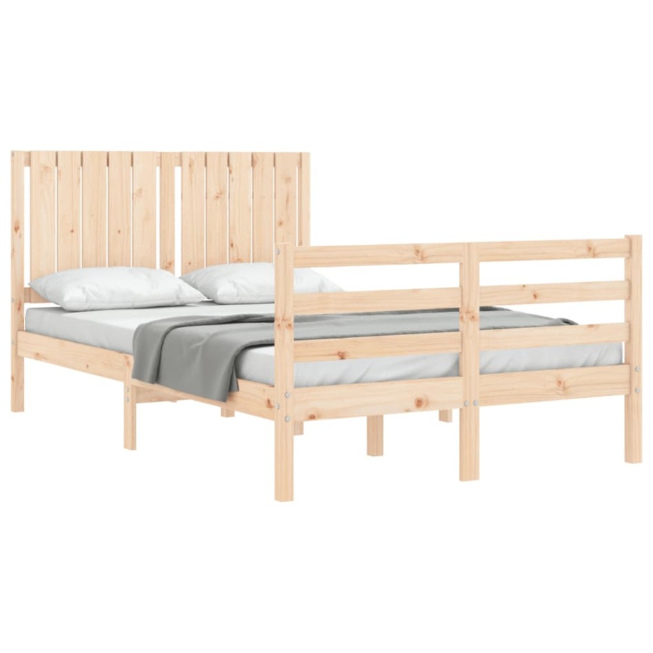 Estructura de cama con cabecero madera maciza 120x200
