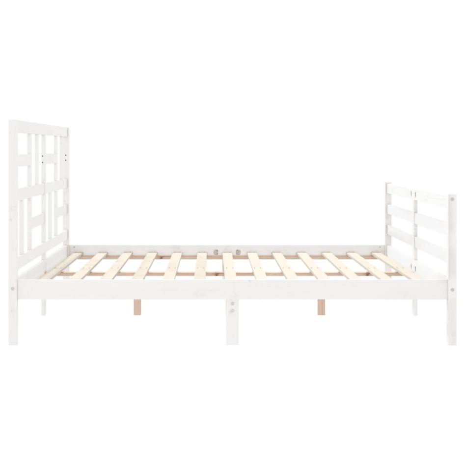Estructura de cama con cabecero madera maciza blanco