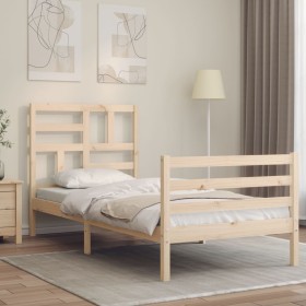 Estructura de cama con cabecero madera maciza 100x200