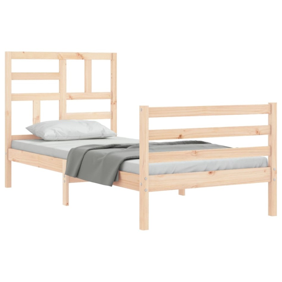 Estructura de cama con cabecero madera maciza 100x200