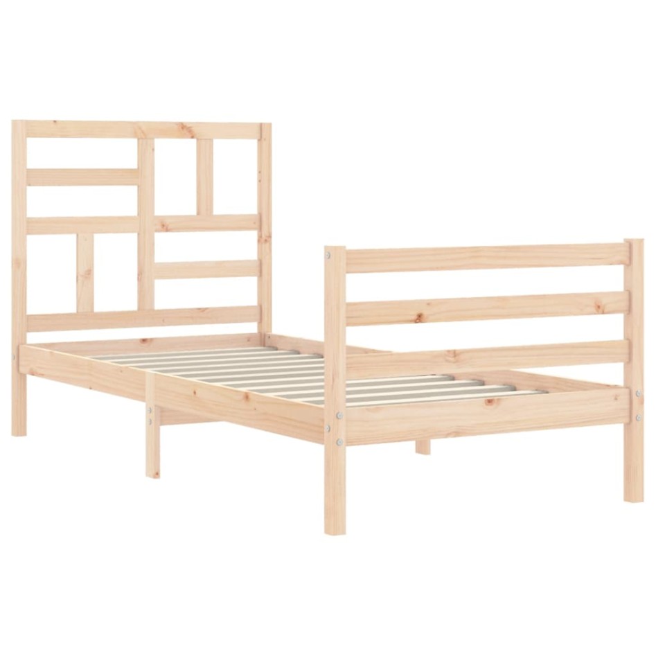 Estructura de cama con cabecero madera maciza 100x200