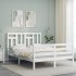 Estructura de cama con cabecero madera maciza blanco 140x200