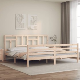 Estructura de cama con cabecero madera maciza 200x200