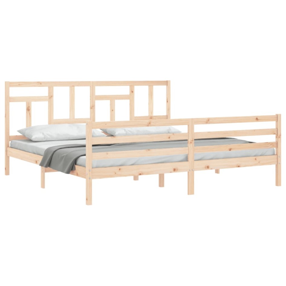 Estructura de cama con cabecero madera maciza 200x200