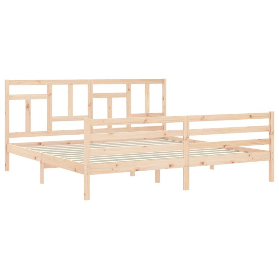 Estructura de cama con cabecero madera maciza 200x200