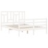 Estructura de cama con cabecero madera maciza blanco 120x200