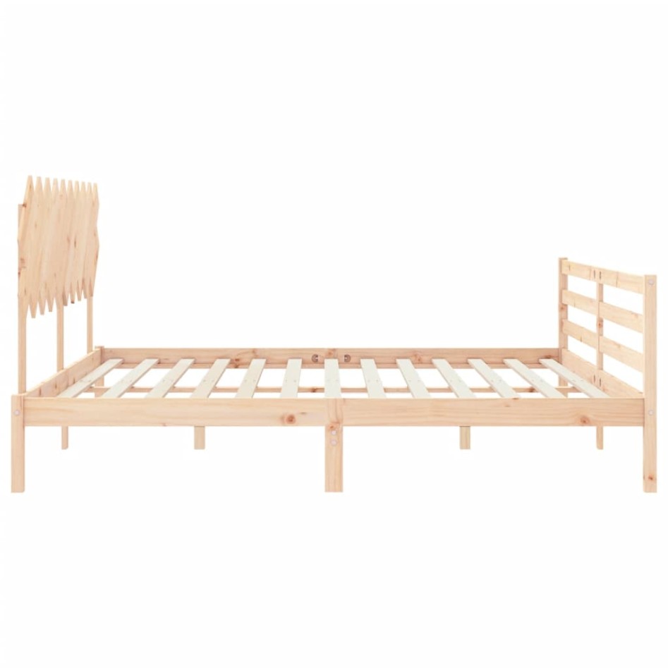 Estructura de cama con cabecero madera maciza 200x200