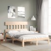 Estructura de cama con cabecero madera maciza 120x200 cm