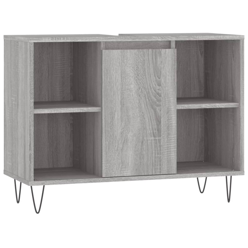 Set de muebles de baño 3 pzas madera contrachapada gris