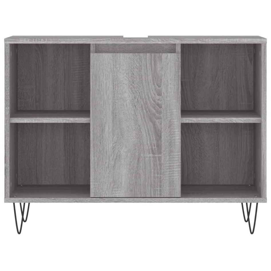 Set de muebles de baño 3 pzas madera contrachapada gris
