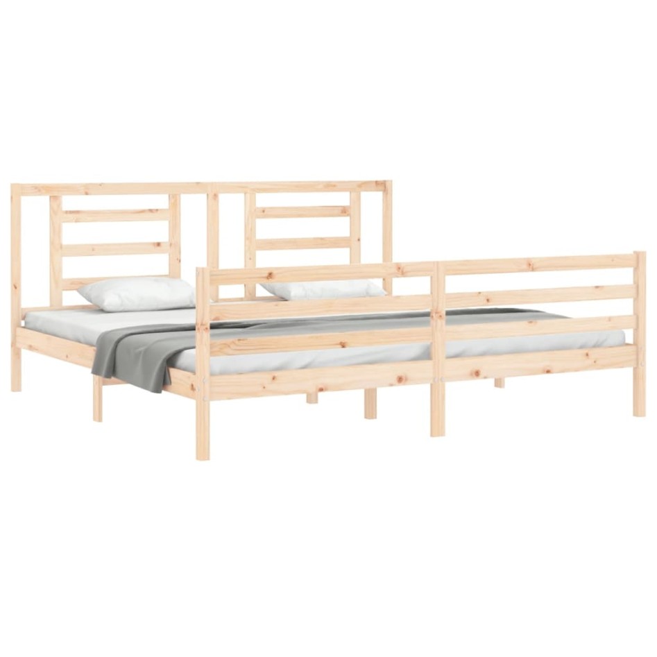 Estructura de cama con cabecero madera maciza 200x200