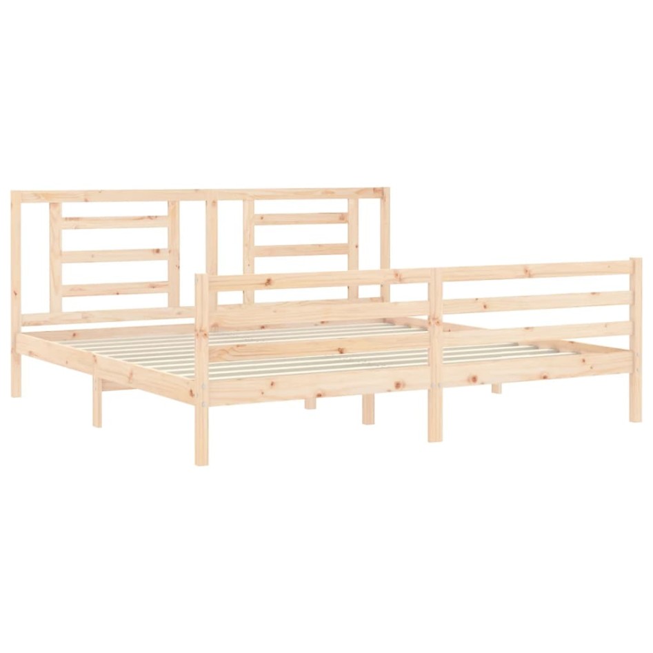 Estructura de cama con cabecero madera maciza 200x200